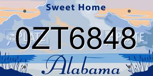 0ZT6848 Alabama License Plate
