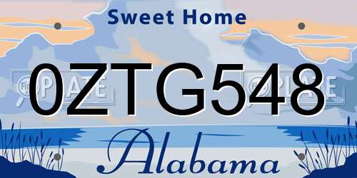 0ZTG548 Alabama License Plate