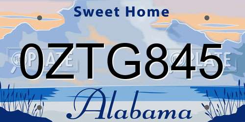 0ZTG845 Alabama License Plate