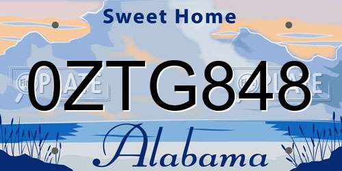 0ZTG848 Alabama License Plate