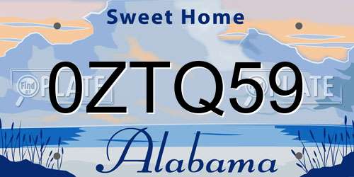 0ZTQ59 Alabama License Plate