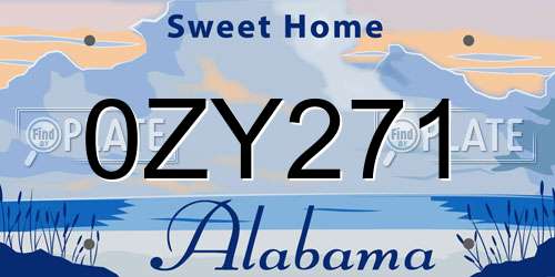 0ZY271 Alabama License Plate