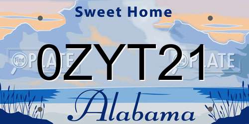 0ZYT21 Alabama License Plate