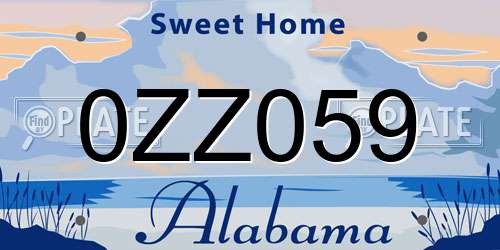 0ZZ059 Alabama License Plate