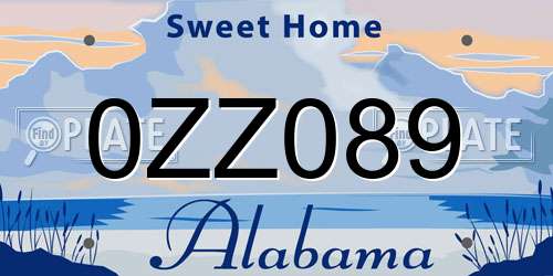 0ZZ089 Alabama License Plate