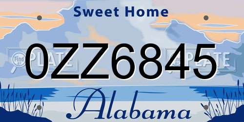 0ZZ6845 Alabama License Plate