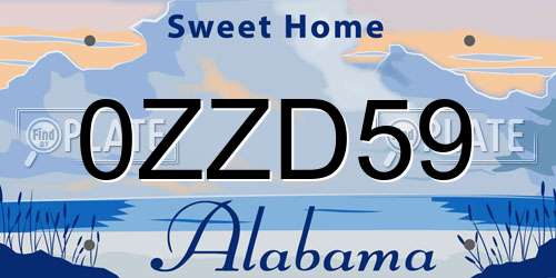 0ZZD59 Alabama License Plate