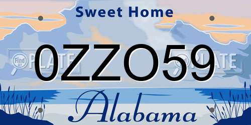 0ZZO59 Alabama License Plate
