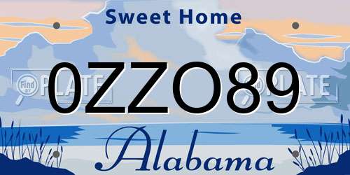0ZZO89 Alabama License Plate