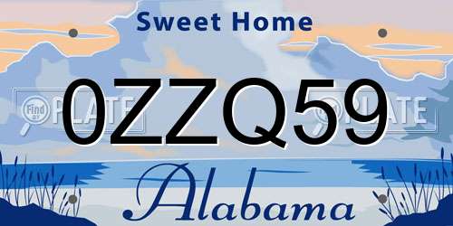0ZZQ59 Alabama License Plate