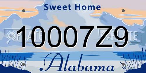 10007Z9 Alabama License Plate