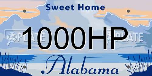 1000HP Alabama License Plate