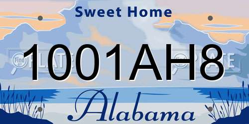 1001AH8 Alabama License Plate