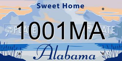 1001MA Alabama License Plate