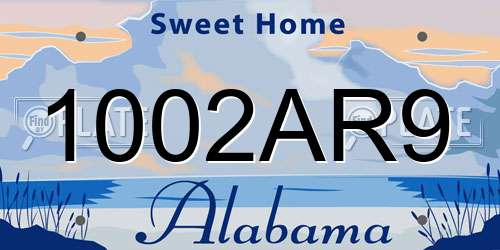 1002AR9 Alabama License Plate