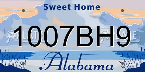 1007BH9 Alabama License Plate