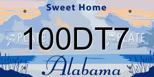 100DT7 Alabama License Plate