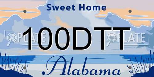 100DTT Alabama License Plate