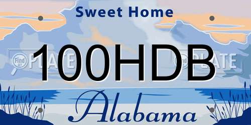 100HDB Alabama License Plate