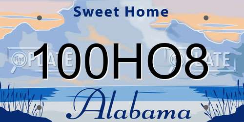 100HO8 Alabama License Plate
