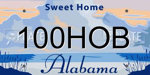 100HOB Alabama License Plate