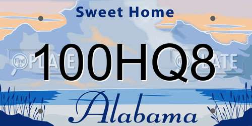 100HQ8 Alabama License Plate