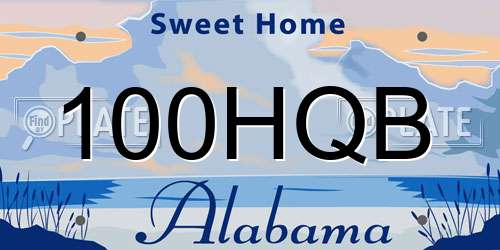 100HQB Alabama License Plate