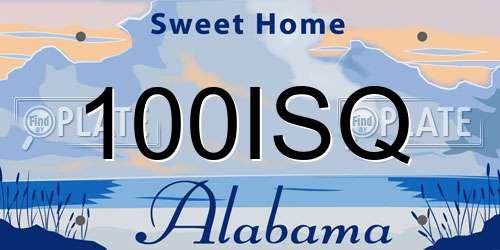 100ISQ Alabama License Plate
