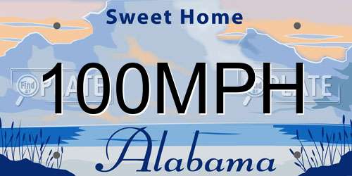 100MPH Alabama License Plate