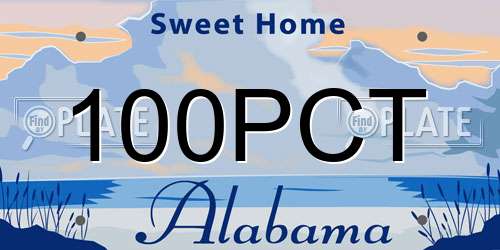 100PCT Alabama License Plate