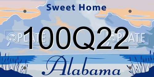 100Q22 Alabama License Plate