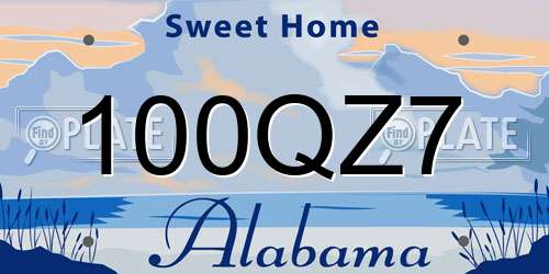 100QZ7 Alabama License Plate