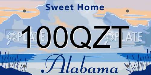 100QZT Alabama License Plate