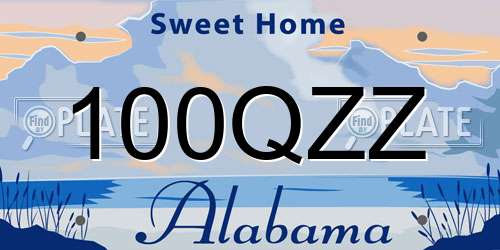 100QZZ Alabama License Plate