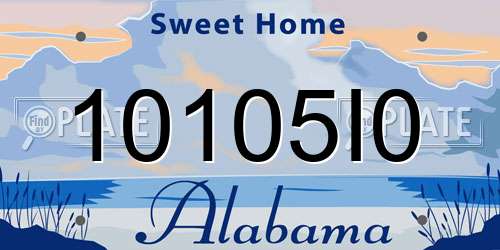 10105I0 Alabama License Plate