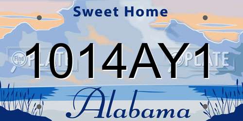 1014AY1 Alabama License Plate