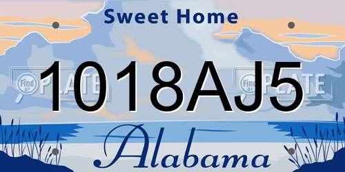 1018AJ5 Alabama License Plate