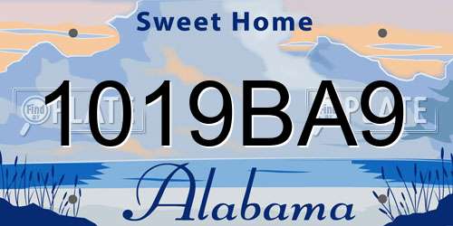 1019BA9 Alabama License Plate