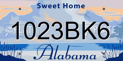 1023BK6 Alabama License Plate