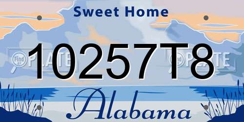 10257T8 Alabama License Plate