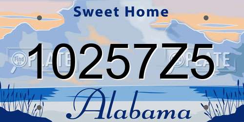10257Z5 Alabama License Plate