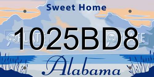 1025BD8 Alabama License Plate