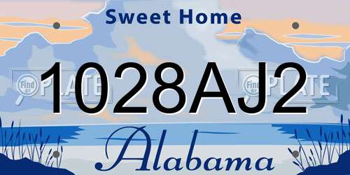1028AJ2 Alabama License Plate