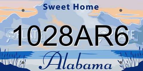 1028AR6 Alabama License Plate