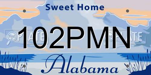102PMN Alabama License Plate