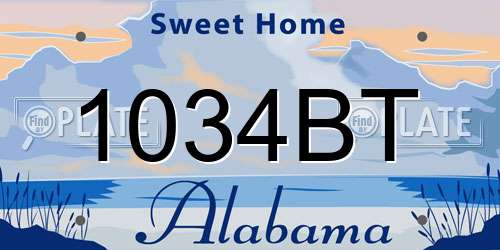 1034BT Alabama License Plate