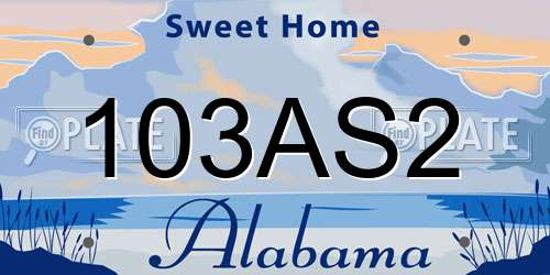 103AS2 Alabama License Plate