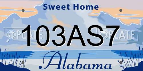 103AS7 Alabama License Plate