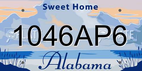1046AP6 Alabama License Plate