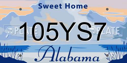 105YS7 Alabama License Plate